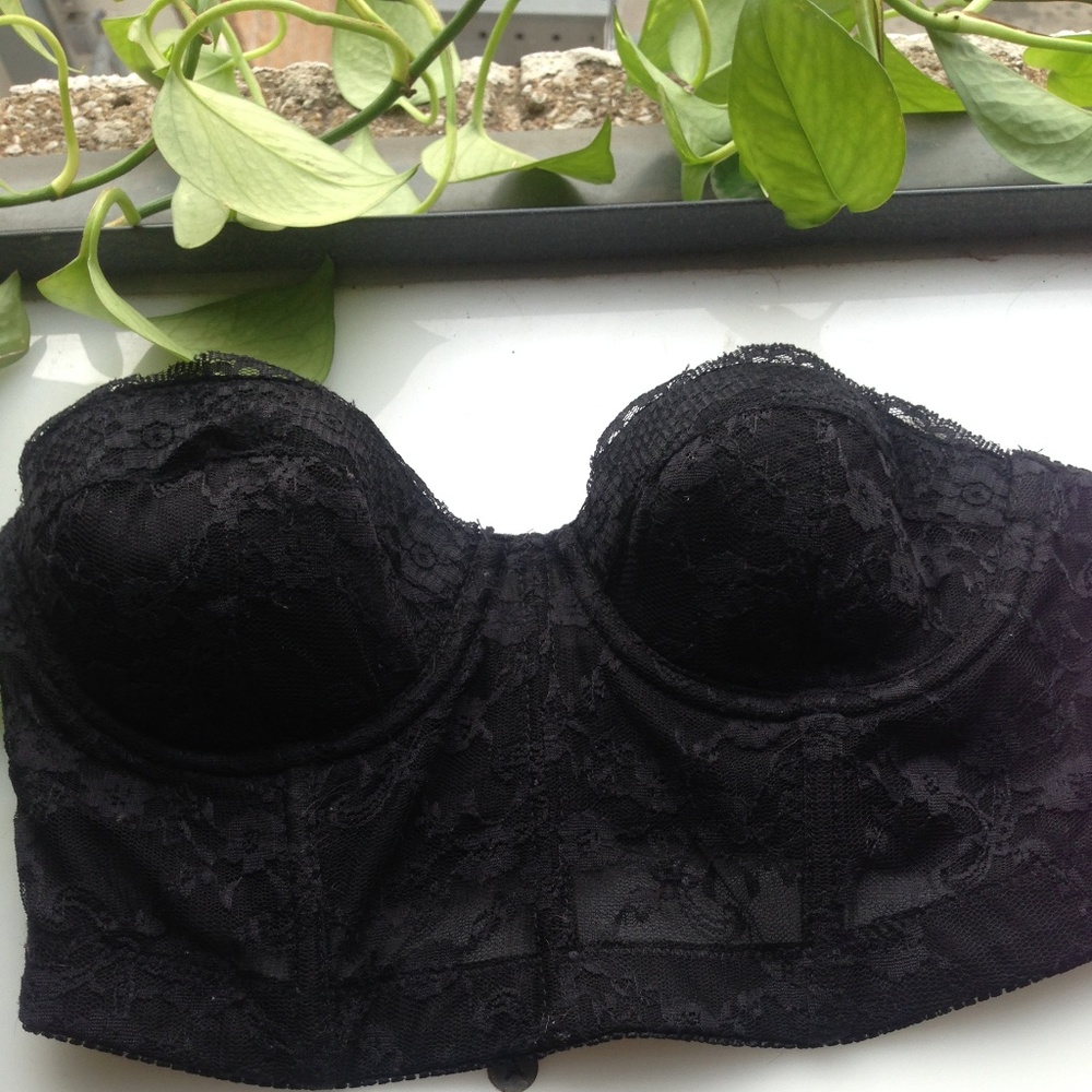F21 black strapless longline bustier